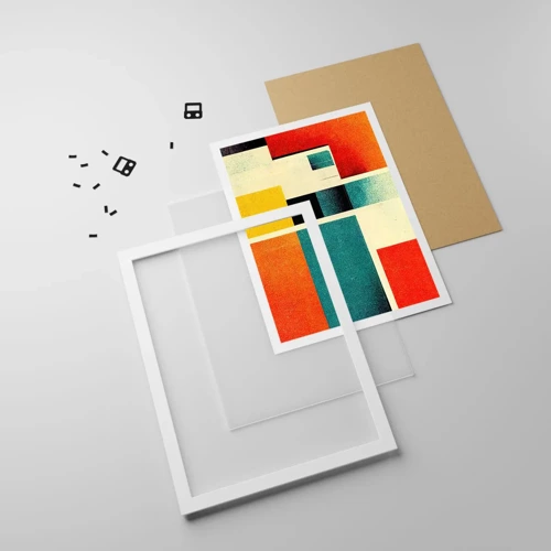 Poster in einem weißen Rahmen - Geometrische Abstraktion – gute Energie - 40x50 cm