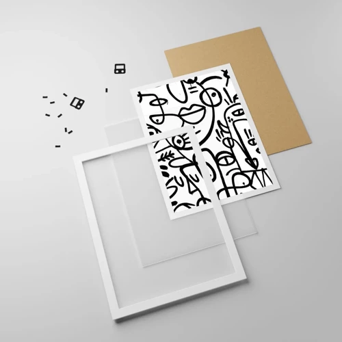 Poster in einem weißen Rahmen - Gesichter und Luftspiegelungen - 40x50 cm