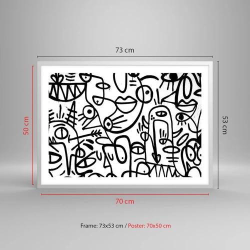 Poster in einem weißen Rahmen - Gesichter und Luftspiegelungen - 70x50 cm