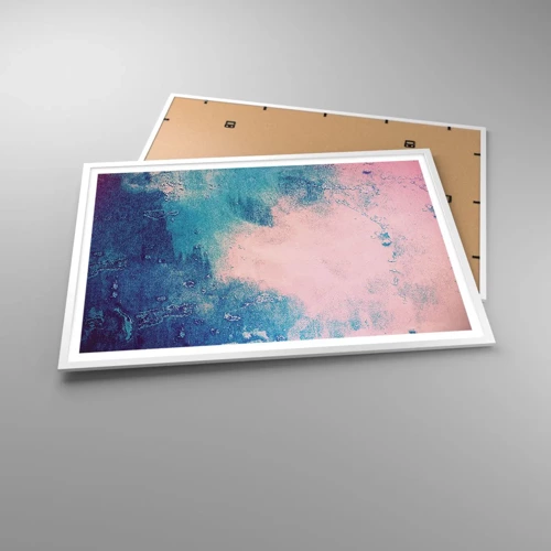 Poster in einem weißen Rahmen - Himmelsblaue Umarmungen - 100x70 cm