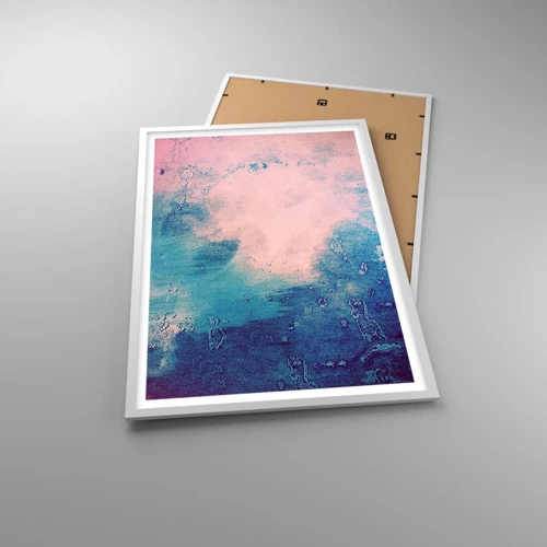 Poster in einem weißen Rahmen - Himmelsblaue Umarmungen - 61x91 cm