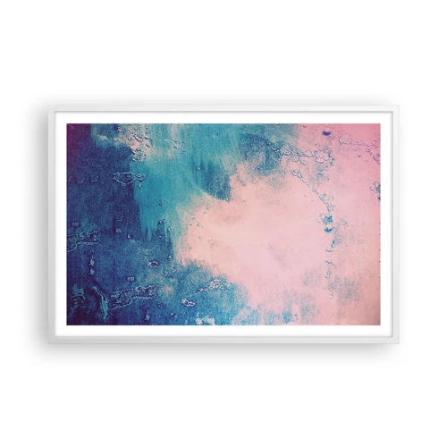 Poster in einem weißen Rahmen - Himmelsblaue Umarmungen - 91x61 cm