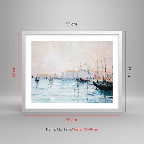 Poster in einem weißen Rahmen - Hinter dem Wasser, hinter dem Nebel - 50x40 cm