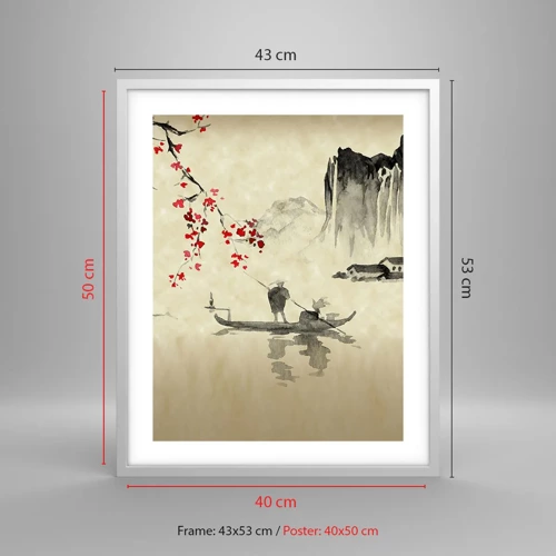Poster in einem weißen Rahmen - Im Land der blühenden Kirschbäume - 40x50 cm