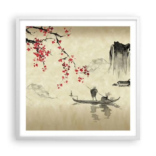 Poster in einem weißen Rahmen - Im Land der blühenden Kirschbäume - 60x60 cm