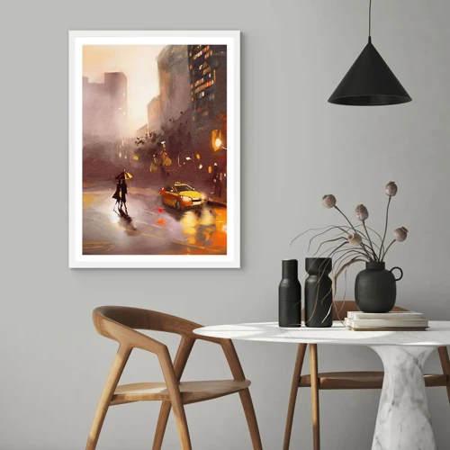 Poster in einem weißen Rahmen - Im Licht von New York - 40x50 cm