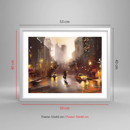 Poster in einem weißen Rahmen - Im Licht von New York - 50x40 cm