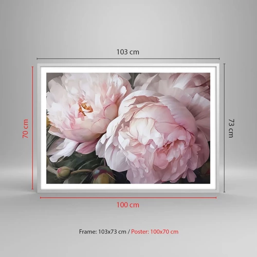 Poster in einem weißen Rahmen - In der Blüte angehalten - 100x70 cm