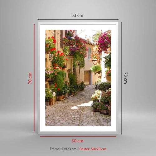 Poster in einem weißen Rahmen - In der Flut Blumen - 50x70 cm