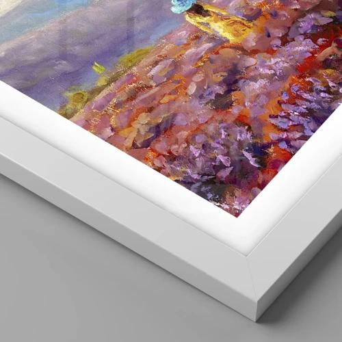 Poster in einem weißen Rahmen - In einer Lavendelwelt - 100x70 cm