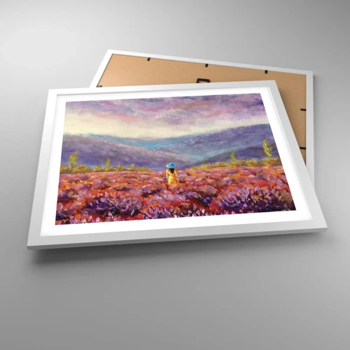 Poster in einem weißen Rahmen - In einer Lavendelwelt - 50x40 cm