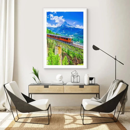 Poster in einem weißen Rahmen - Jetzt sind Alpen dran - 50x70 cm