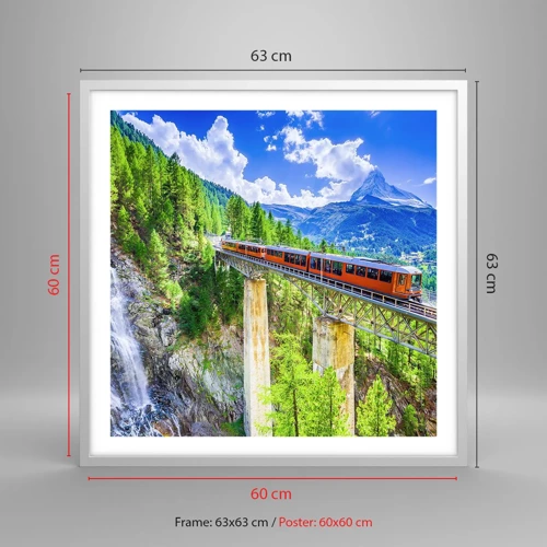 Poster in einem weißen Rahmen - Jetzt sind Alpen dran - 60x60 cm
