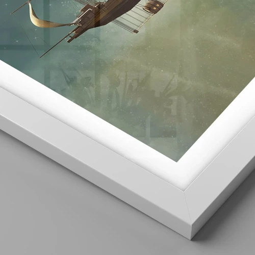 Poster in einem weißen Rahmen - Jules Verne sagt Hallo - 100x70 cm