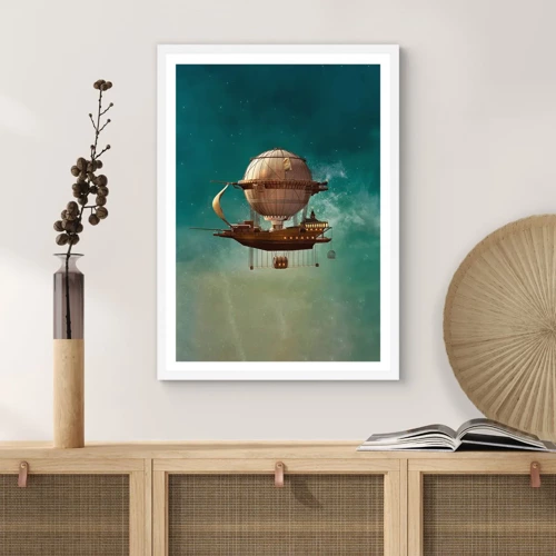 Poster in einem weißen Rahmen - Jules Verne sagt Hallo - 50x70 cm