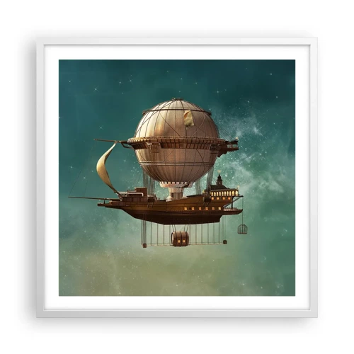 Poster in einem weißen Rahmen - Jules Verne sagt Hallo - 60x60 cm