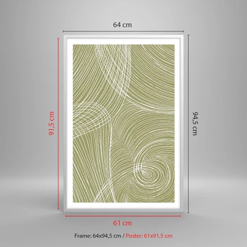 Poster in einem weißen Rahmen - Komplizierte Abstraktion in Weiß - 61x91 cm