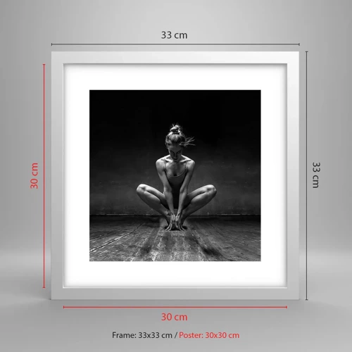 Poster in einem weißen Rahmen - Konzentration der Tanzenergie - 30x30 cm