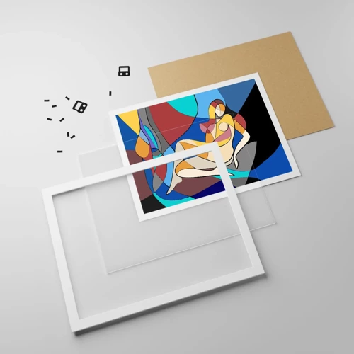 Poster in einem weißen Rahmen - Kubistischer Akt - 70x50 cm