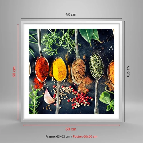 Poster in einem weißen Rahmen - Kulinarische Magie - 60x60 cm