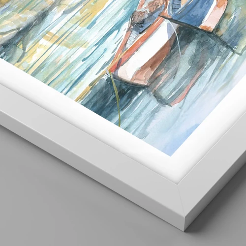Poster in einem weißen Rahmen - Landschaft in Azurblau - 40x50 cm