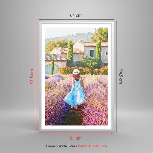 Poster in einem weißen Rahmen - Lavendel Mädchen - 61x91 cm