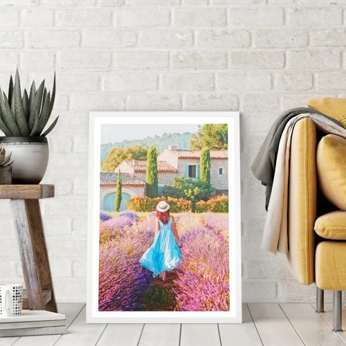 Poster in einem weißen Rahmen - Lavendel Mädchen - 70x100 cm