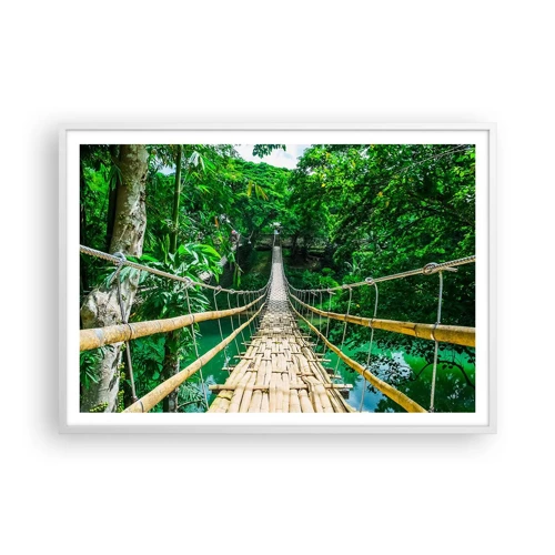 Poster in einem weißen Rahmen - Monkey Bridge über das Grün - 100x70 cm