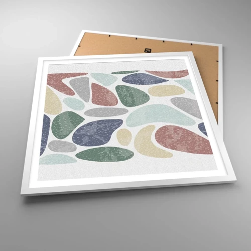 Poster in einem weißen Rahmen - Mosaik aus pulverförmigen Farben - 60x60 cm