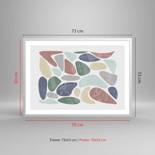 Poster in einem weißen Rahmen - Mosaik aus pulverförmigen Farben - 70x50 cm