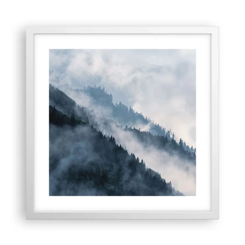 Poster in einem weißen Rahmen - Mystik der Berge - 40x40 cm