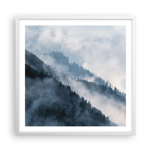 Poster in einem weißen Rahmen - Mystik der Berge - 60x60 cm