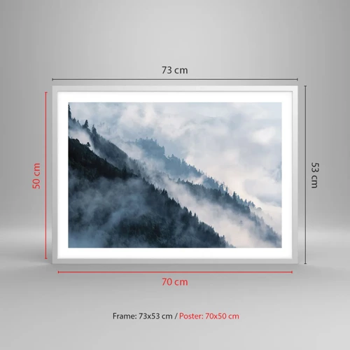 Poster in einem weißen Rahmen - Mystik der Berge - 70x50 cm