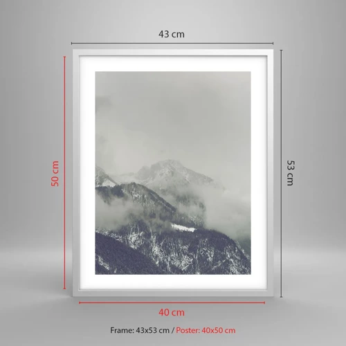 Poster in einem weißen Rahmen - Nebliges Tal - 40x50 cm