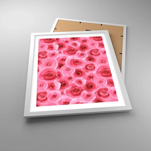 Poster in einem weißen Rahmen - Oben und unten Rosen - 40x50 cm