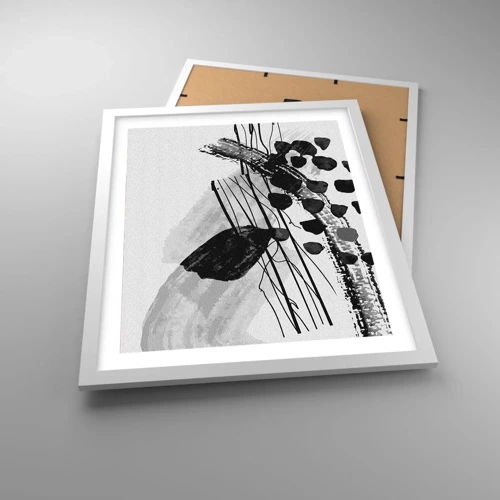 Poster in einem weißen Rahmen - Organische Schwarz-Weiß-Abstraktion - 40x50 cm