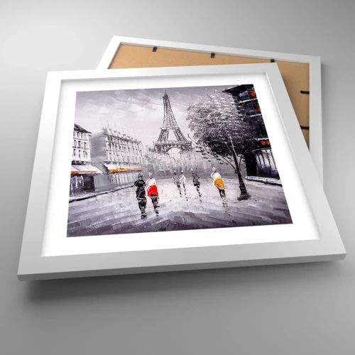 Poster in einem weißen Rahmen - Pariser Spaziergang - 30x30 cm