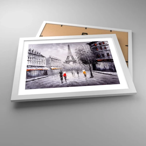 Poster in einem weißen Rahmen - Pariser Spaziergang - 40x30 cm