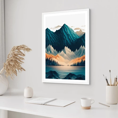 Poster in einem weißen Rahmen - Perfekte Berglandschaft - 40x50 cm