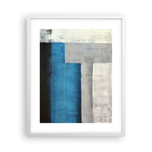 Poster in einem weißen Rahmen - Poetische Komposition aus Grau und Blau - 40x50 cm