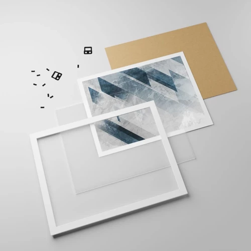 Poster in einem weißen Rahmen - Räumliche Komposition - graue Bewegung - 50x40 cm