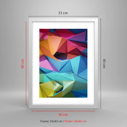 Poster in einem weißen Rahmen - Regenbogen-Origami - 30x40 cm