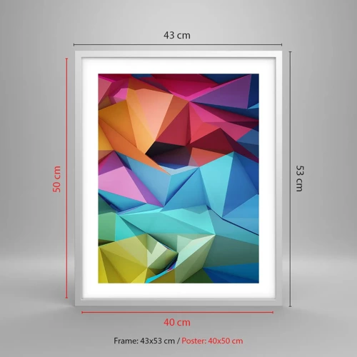 Poster in einem weißen Rahmen - Regenbogen-Origami - 40x50 cm