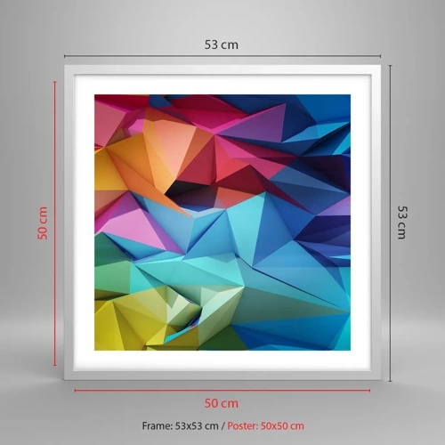 Poster in einem weißen Rahmen - Regenbogen-Origami - 50x50 cm