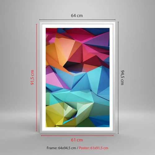 Poster in einem weißen Rahmen - Regenbogen-Origami - 61x91 cm
