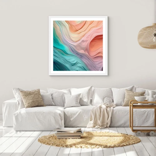 Poster in einem weißen Rahmen - Regenbogenwelle - 60x60 cm