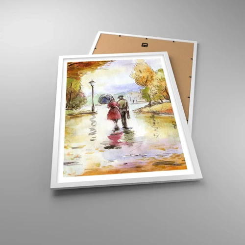 Poster in einem weißen Rahmen - Romantischer Herbst im Park - 50x70 cm