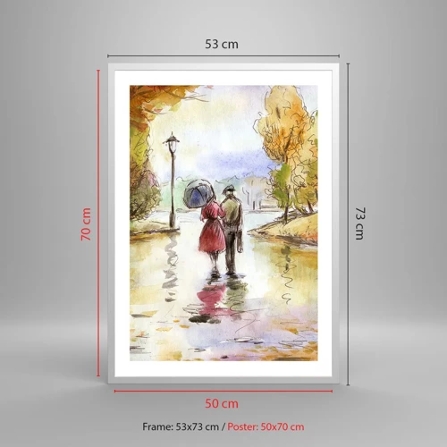 Poster in einem weißen Rahmen - Romantischer Herbst im Park - 50x70 cm