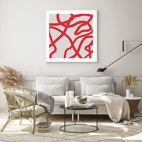 Poster in einem weißen Rahmen - Rot auf Weiß - 30x30 cm
