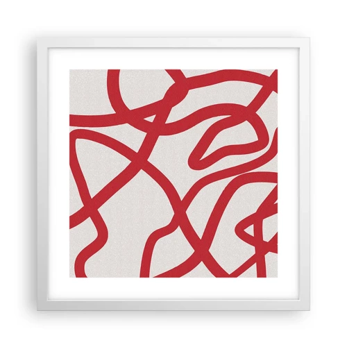 Poster in einem weißen Rahmen - Rot auf Weiß - 40x40 cm